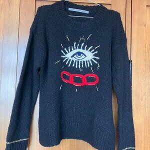Barney's New York Black Embroidered Sweater